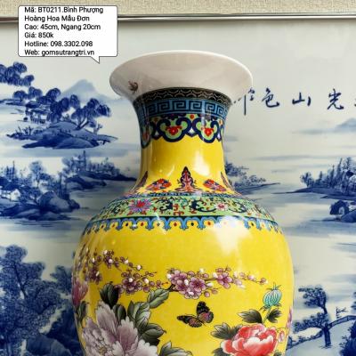 Lộc bình họa tiết Phượng Hoàng - Hoa Mẫu Đơn